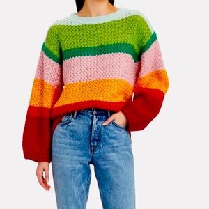 Farm Rio Multicolor Mohair Blend Bell Sleeve SweaterSz.Xl